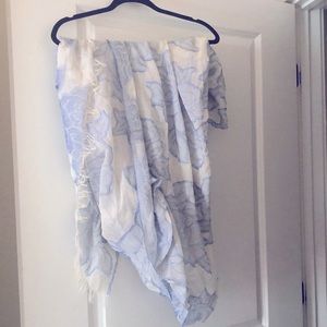 Yasmine Scarf - periwinkle blue and white 36x84”